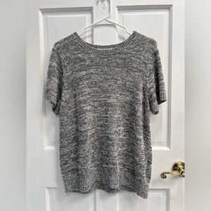 SAG HARBOR Short Sleeve Gray Heathered Knit Sweater SIZE Large Stretchy PreLoved